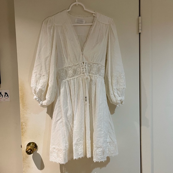 Zimmermann Floral Lace Dotted Mini Dress. - Picture 3 of 10